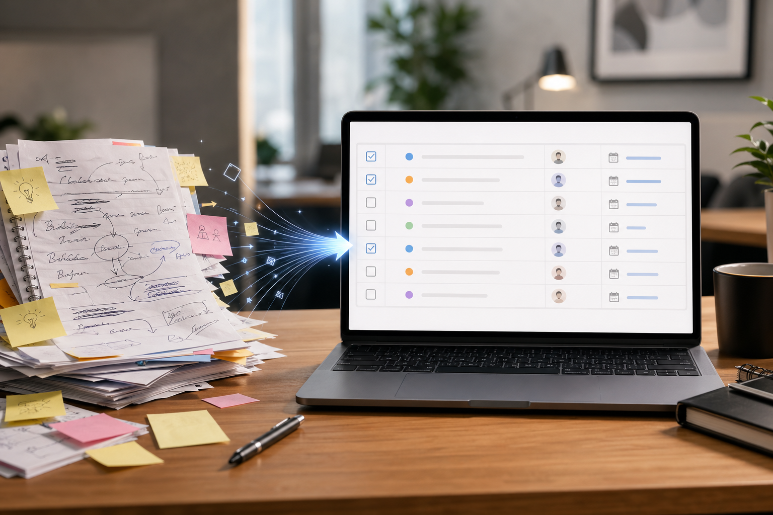 How to Turn Meeting Notes into Action Items with AI 관련 AI 일러스트