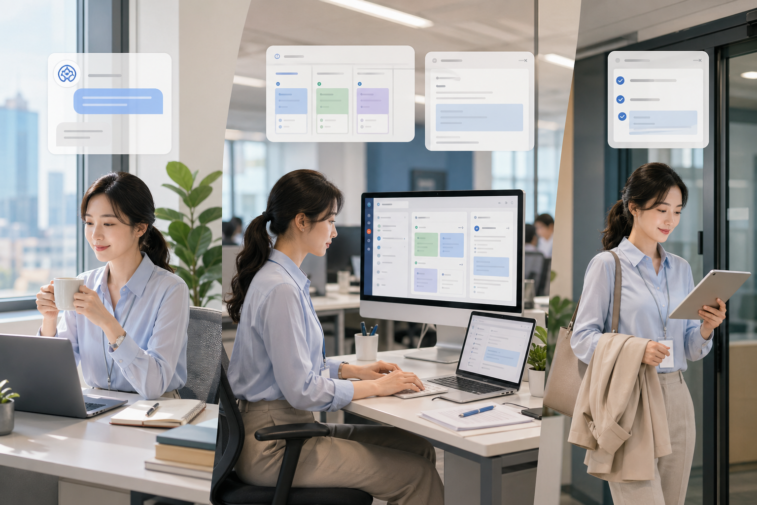 비개발 직장인을 위한 하루 10분 AI 활용 루틴 관련 AI 일러스트