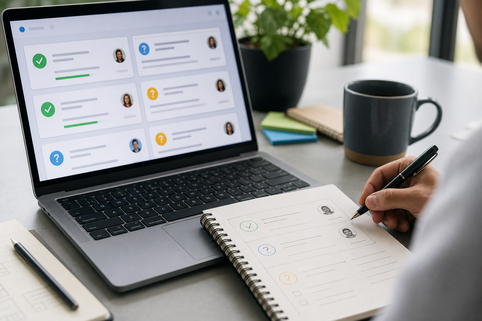 Action items reviewed by owner deadline and status
